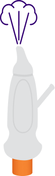 XHANCE device showing dosing of 1 spray per nostril for the 186 mcg twice-daily regimen